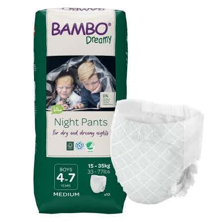 Bambo Dreamy Night Pants for Boys, Heavy Absorbency, 1000018875, 4-7 Years (33-77 lbs) - Bag of 10