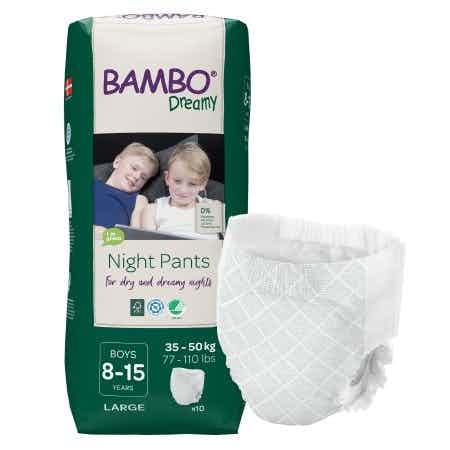 Bambo Dreamy Night Pants for Boys, Heavy Absorbency, 1000018877, 8-15 Years (77-110 lbs) - Bag of 10