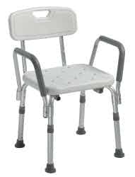 drive Shower Chair with Back and Removable Padded Arms, 12445KD-1, 1 Each