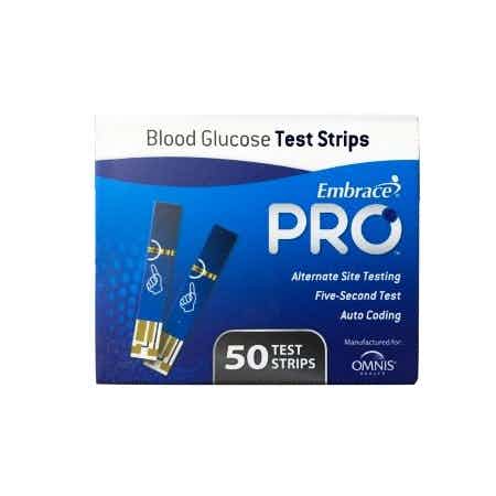 Embrace Pro Blood Glucose Test Strips, ALL02AM0202, Box of 50