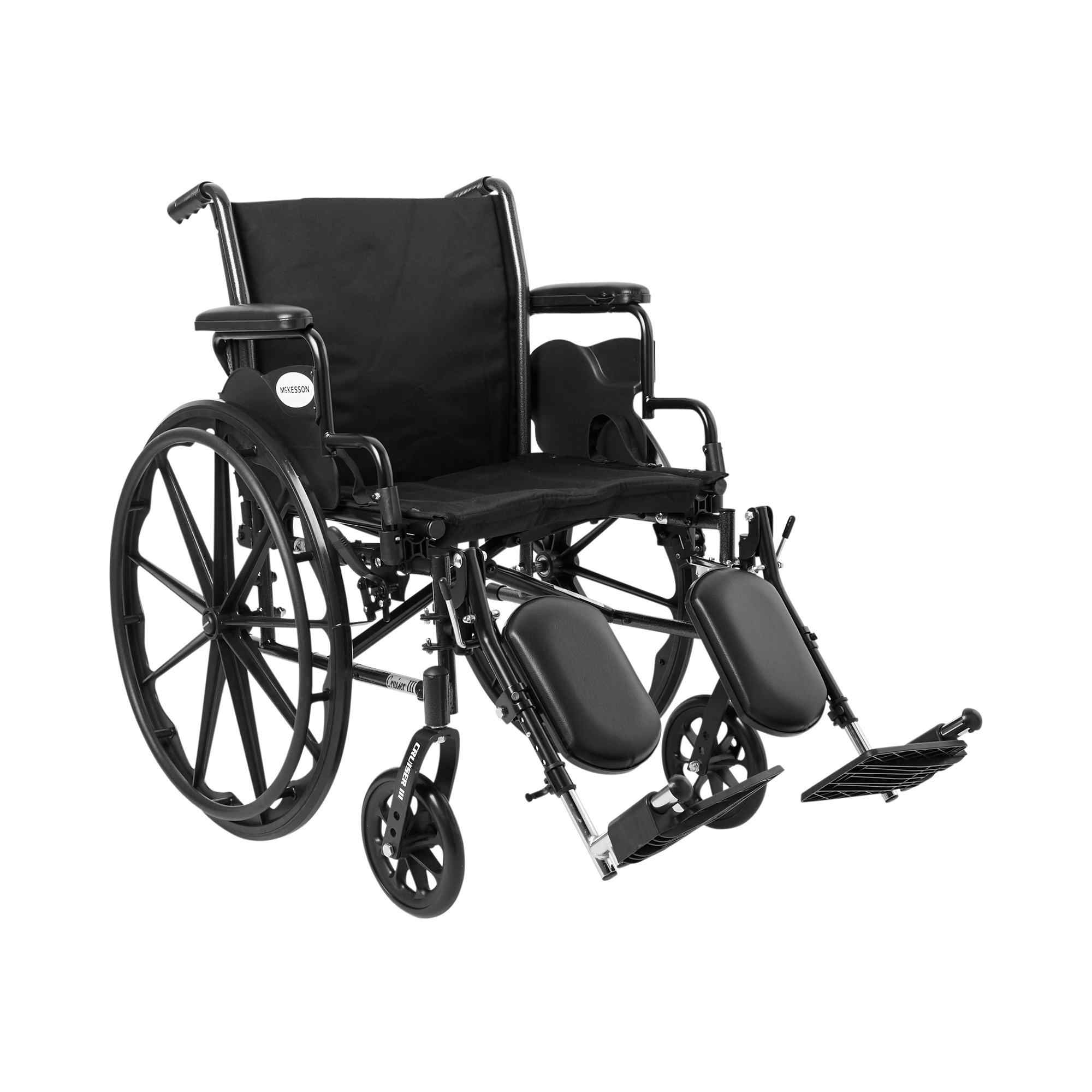 McKesson Lightweight Wheelchair with Removable Padded Arms, Swing-Away Elevating Legrest, 146-K320DDA-ELR, 20" Seat - 1 Each