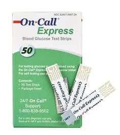 On Call Express Blood Glucose Test Strips, 755729, Case of 600 (12 Boxes)