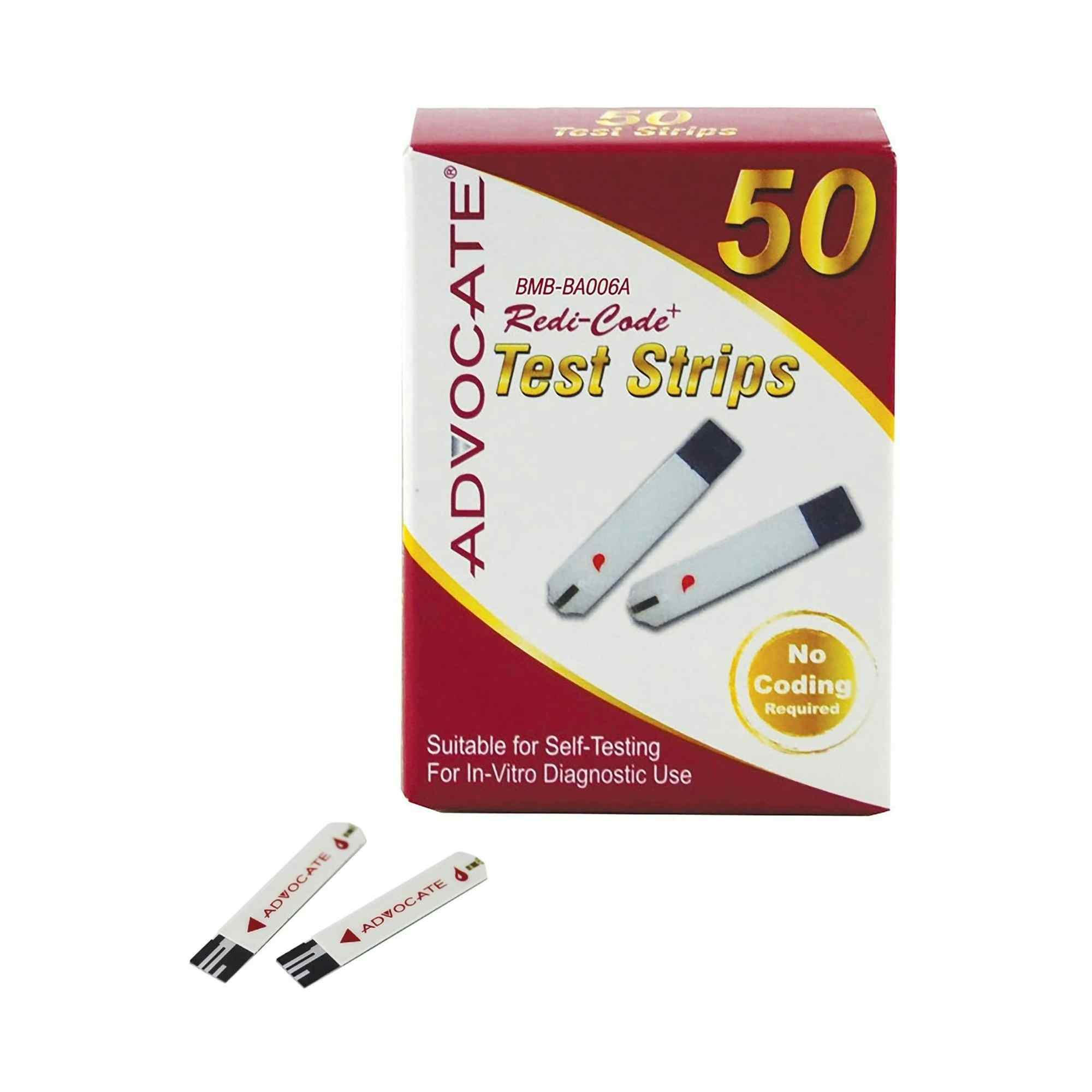 Advocate Redi-Code+ Blood Glucose Test Strips, BMB002, Box of 50