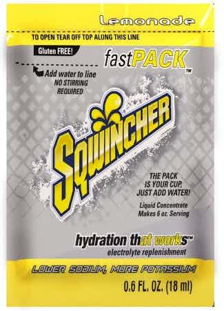 Sqwincher FastPack Liquid Concentrate Packets, Lemonade, 0.6 oz., X451-MN600, Case of 200 (4 Boxes)