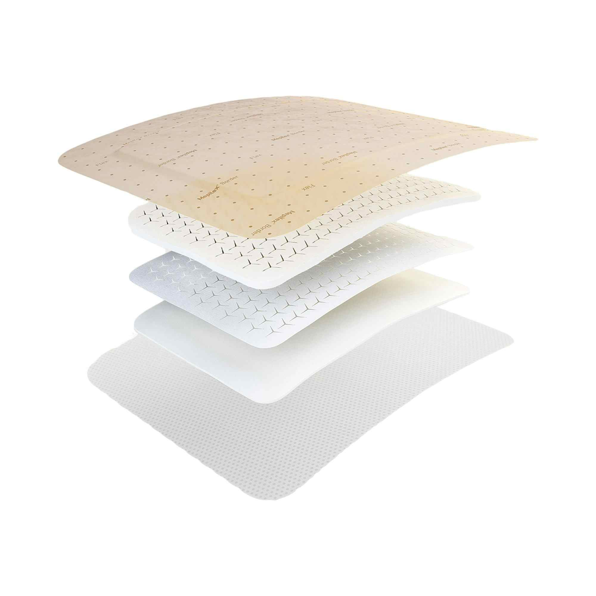 Molnlycke Mepilex Border Flex Self-Adherent Soft Silicone Foam Dressing, 6 X 6", 595400, Box of 5
