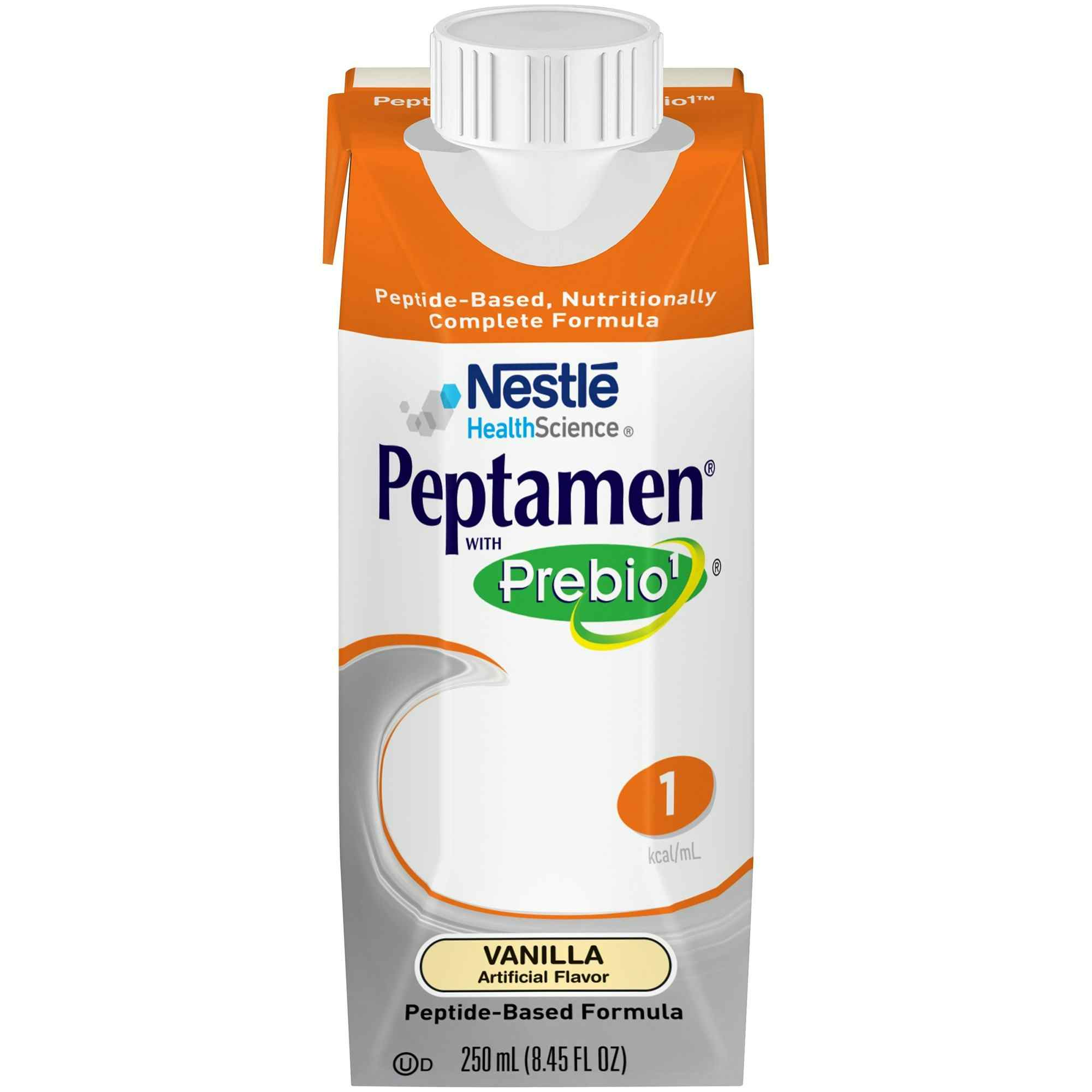 Nestle HealthScience Peptamen with Prebio 1 Peptide-Based Calorically Dense Complete Nutrition Tube Feeding Formula, Vanilla, 250 mL, 10798716181850, 1 Each