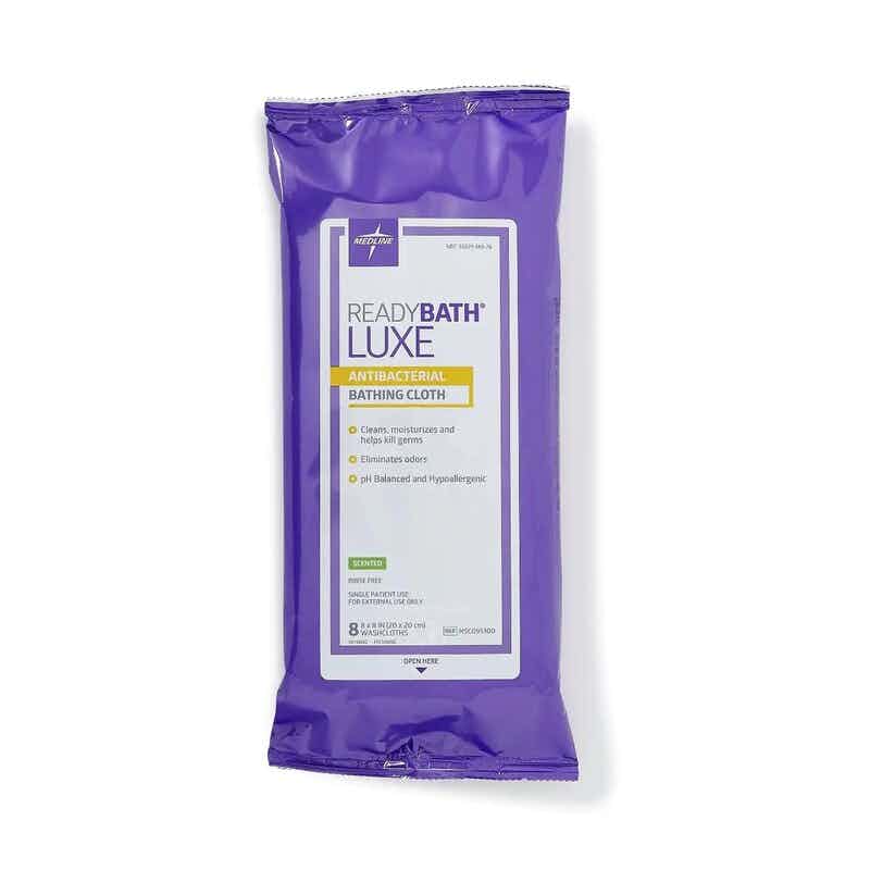 Medline ReadyBath Luxe Antibacterial Bathing Cloth, MSC095100, Pack of 8