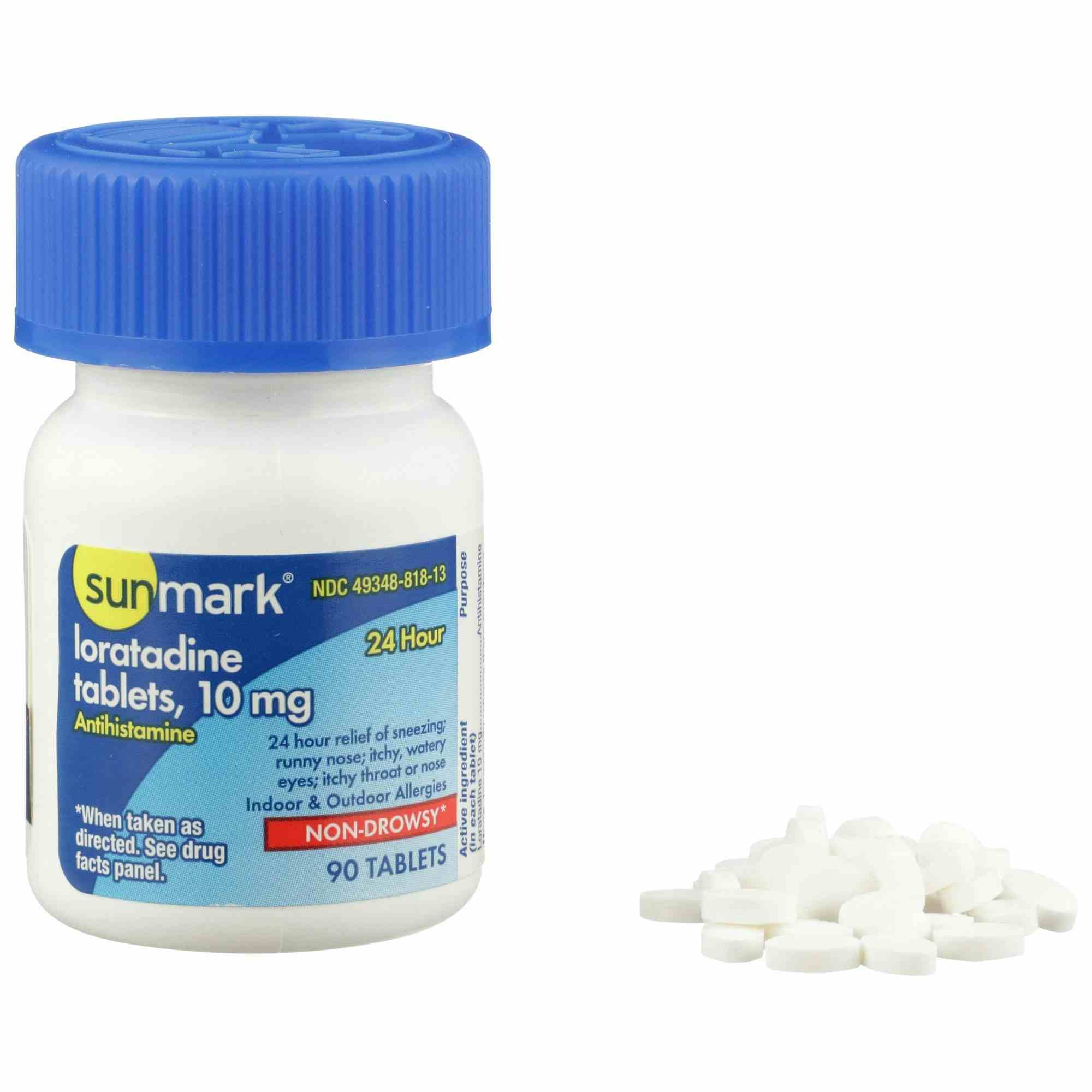 sunmark Loratadine Tablets Allergy Relief, 10 mg,, 49348081813, 90 Tablets - 1 Bottle