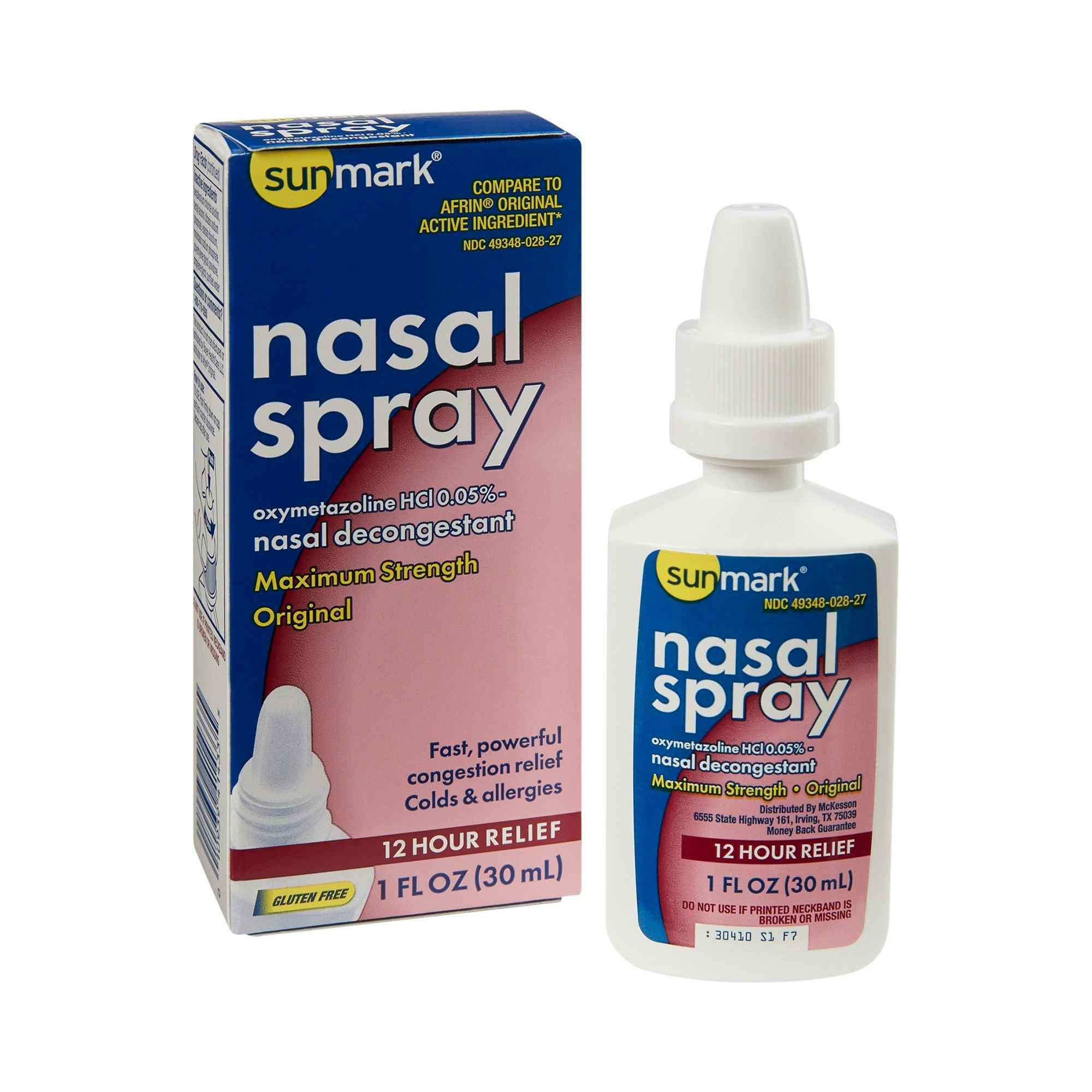 sunmark Maximum Strength Oxymetazoline HCl Nasal Spray, 1 oz., 49348002827, 1 Bottle