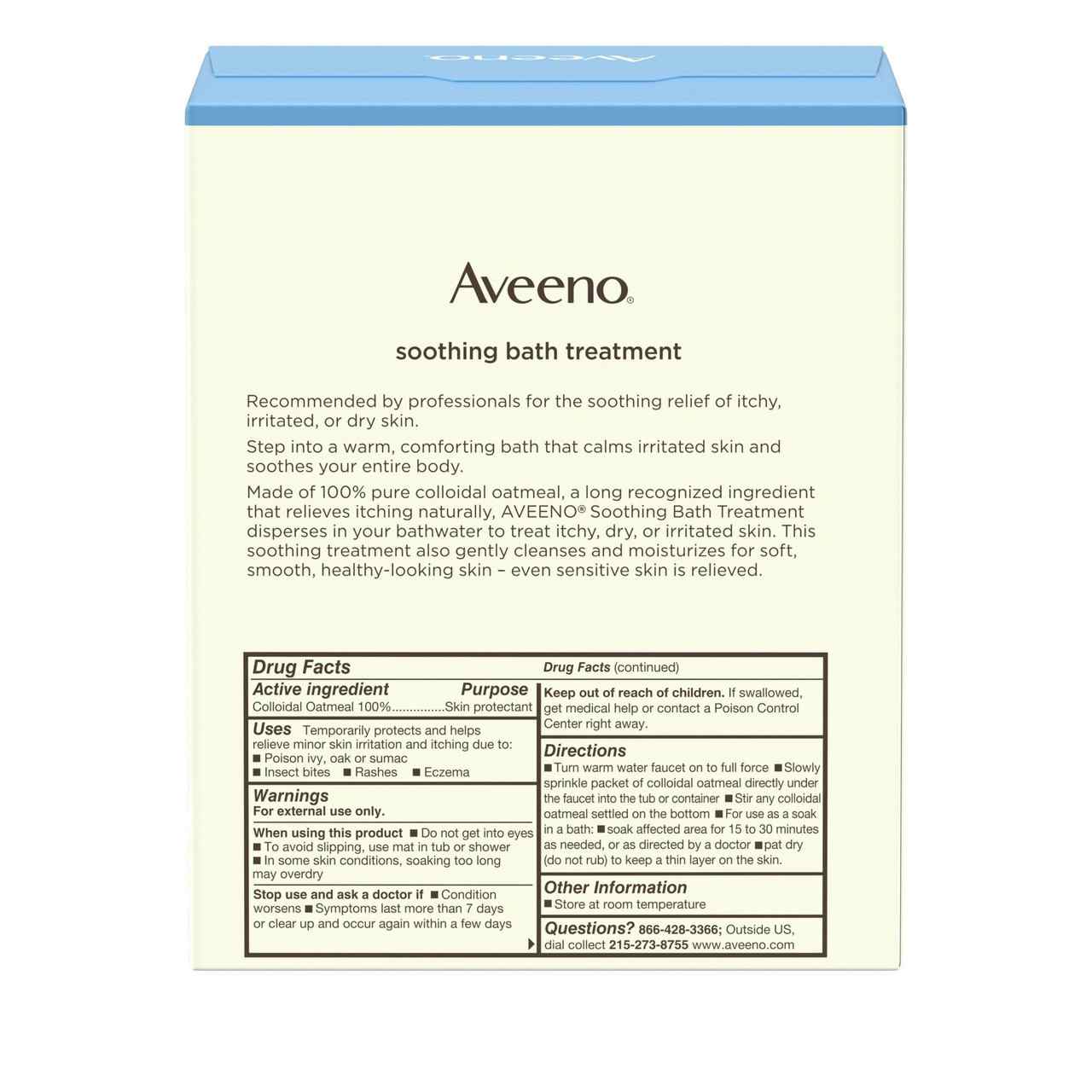 Aveeno Soothing Oatmeal Bath Treatment, 1.5 oz. Packet, back