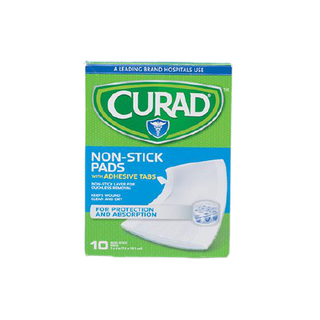 Curad Non-Stick Pads with Adhesive Strips, 3 X 4", 08019630020, Box of 10
