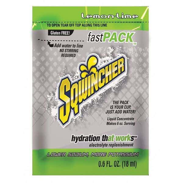 Sqwincher FastPack Liquid Concentrate Packets, Lemon Lime, 0.6 oz., X455-MN600, Box of 50