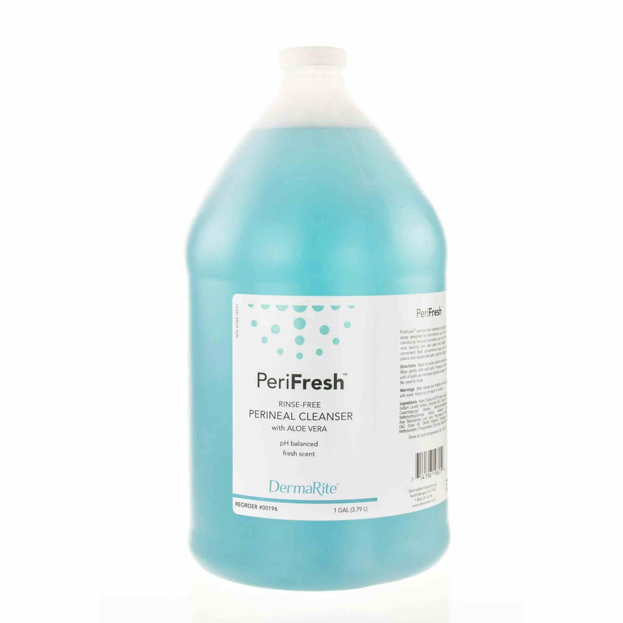 DermaRite PeriFresh Rinse-Free Perineal Cleanser with Aloe Vera, Fresh scent, 00196, 1 gal - 1 Bottle