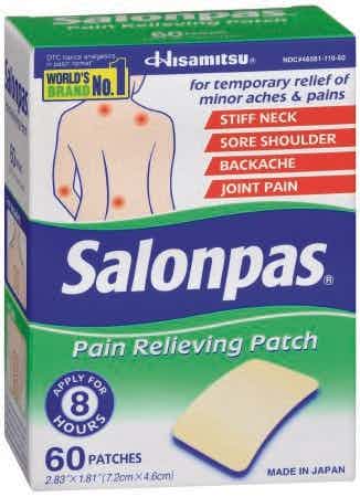 Salonpas Pain Relieving Patches, 46581011060, Box of 60