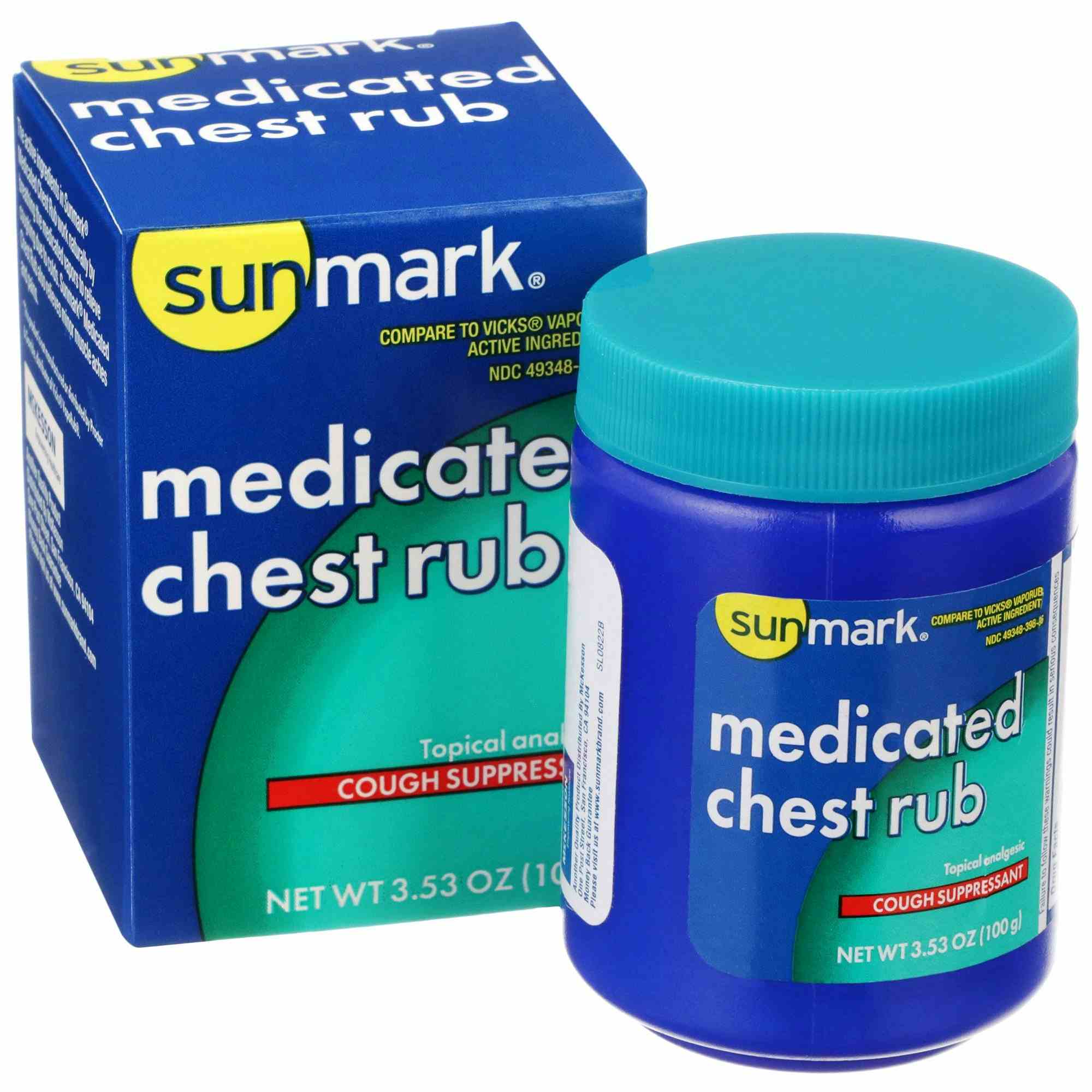 sunmark Medicated Chest Rub Cough Suppressant, 3.5 oz., 49348039896, 1 Each