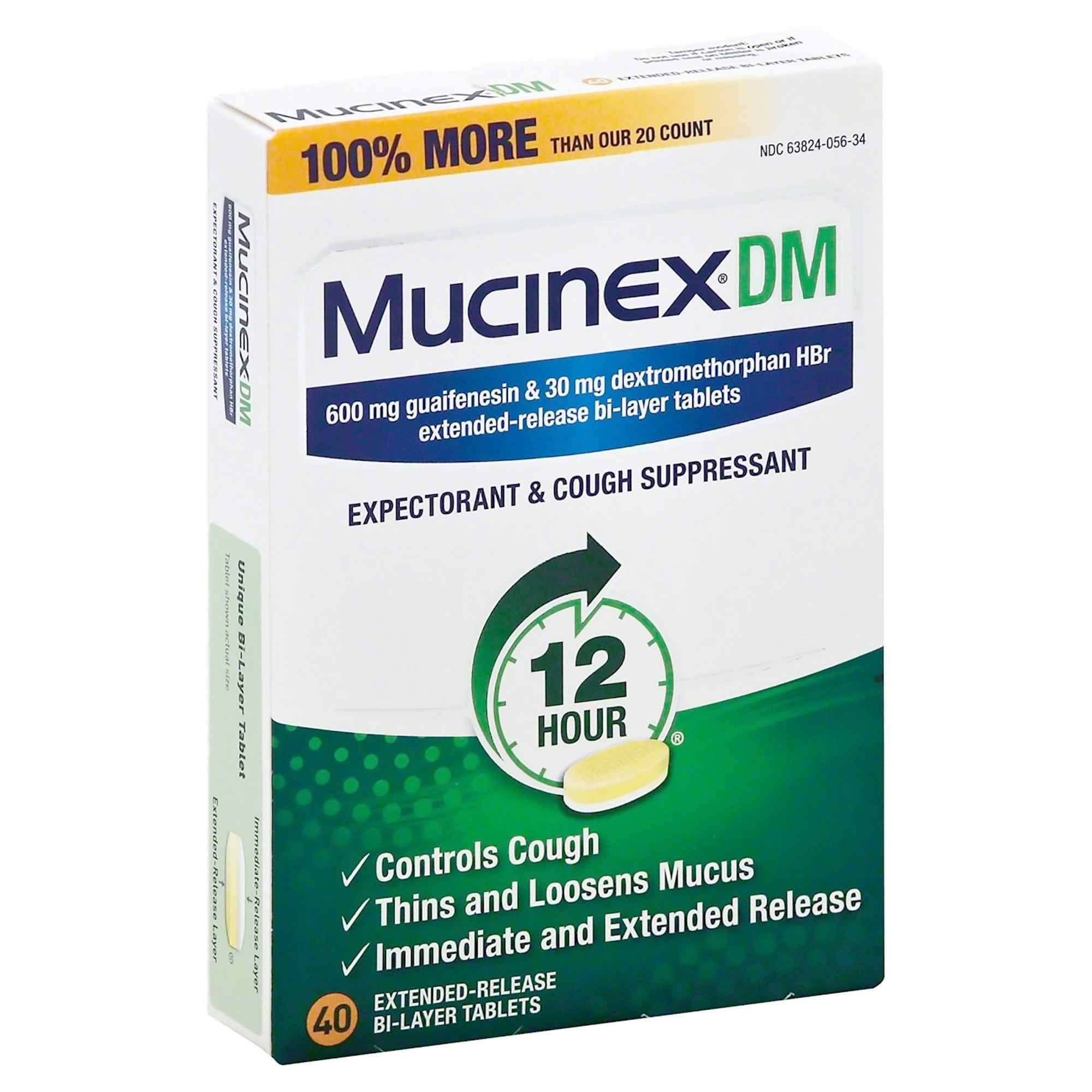 Mucinex DM Expectorant & Cough Suppressant, 600 mg, 63824005634, Box of 40
