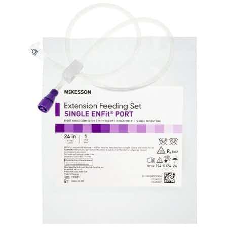 McKesson Single ENFit Port Extension Feeding Set, Right Angle, 24", 194-0124-24, Box of 5