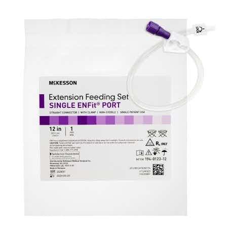 McKesson Single ENFit Port Extension Feeding Set, Straight, 12", 194-0123-12, 1 Each