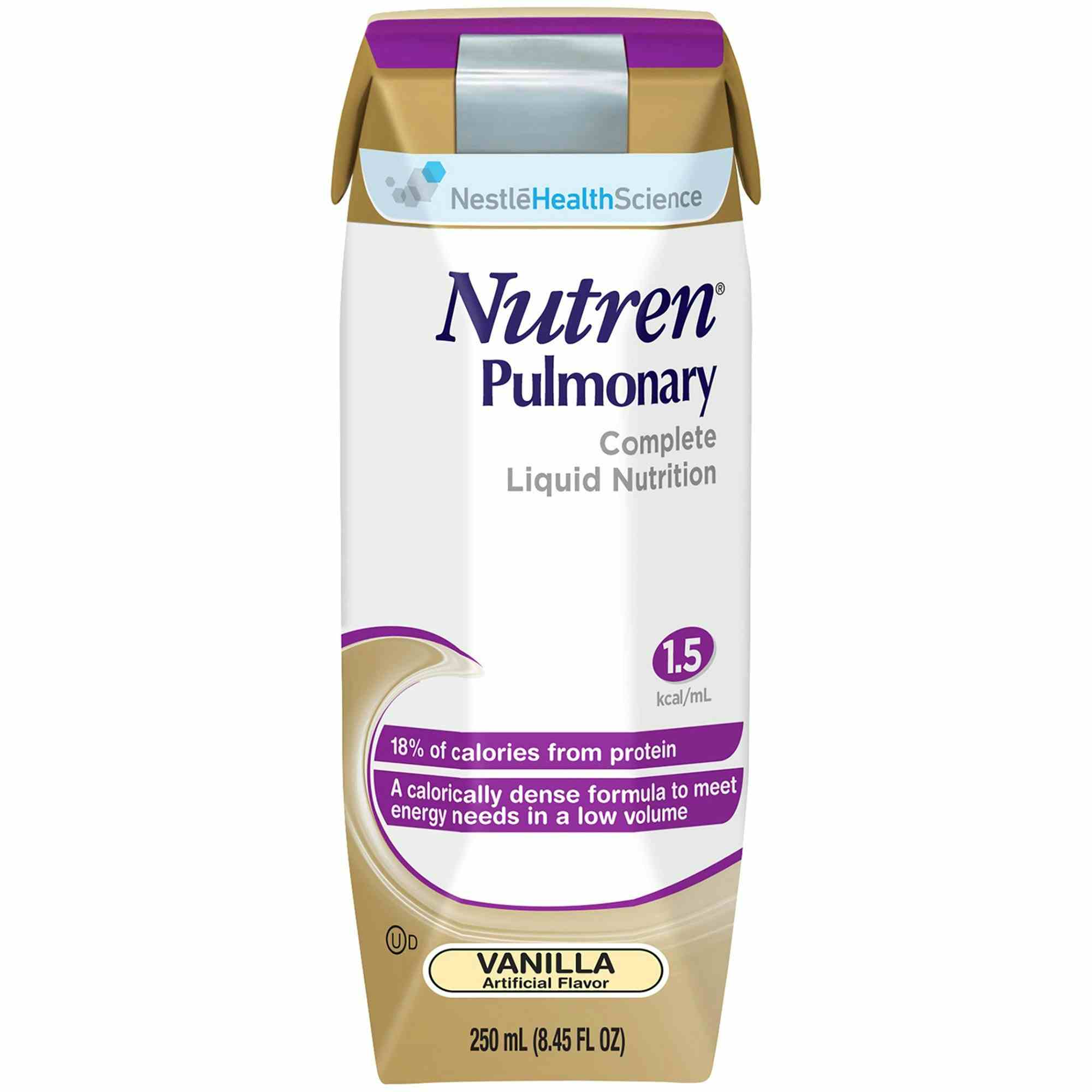 Nestle HealthScience Nutren Pulmonary Complete Liquid Nutrition Oral Supplement/Tube Feeding Formula, Vanilla, 250 mL, 00798716164801, 1 Each