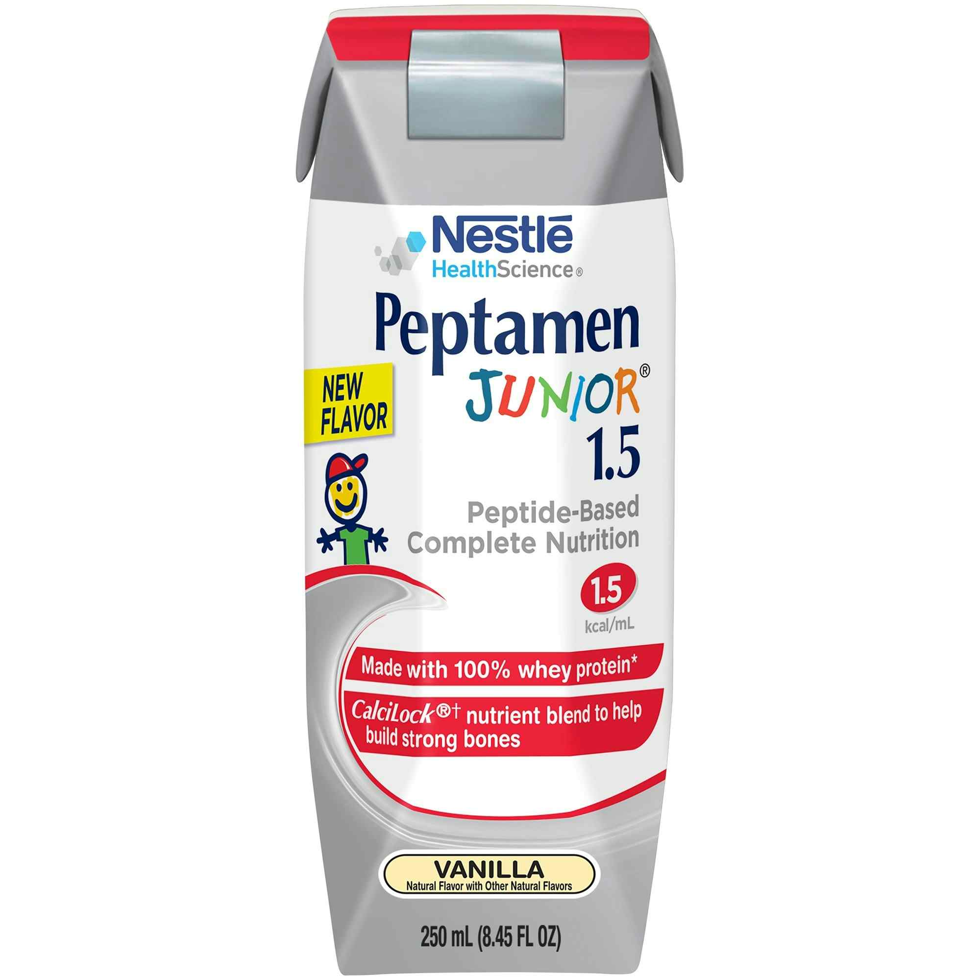 Nestle HealthScience Peptamen Junior 1.5 Peptide-Based Nutritionally Complete Formula, Vanilla, 8.45 oz., 00098716855359, Case of 24