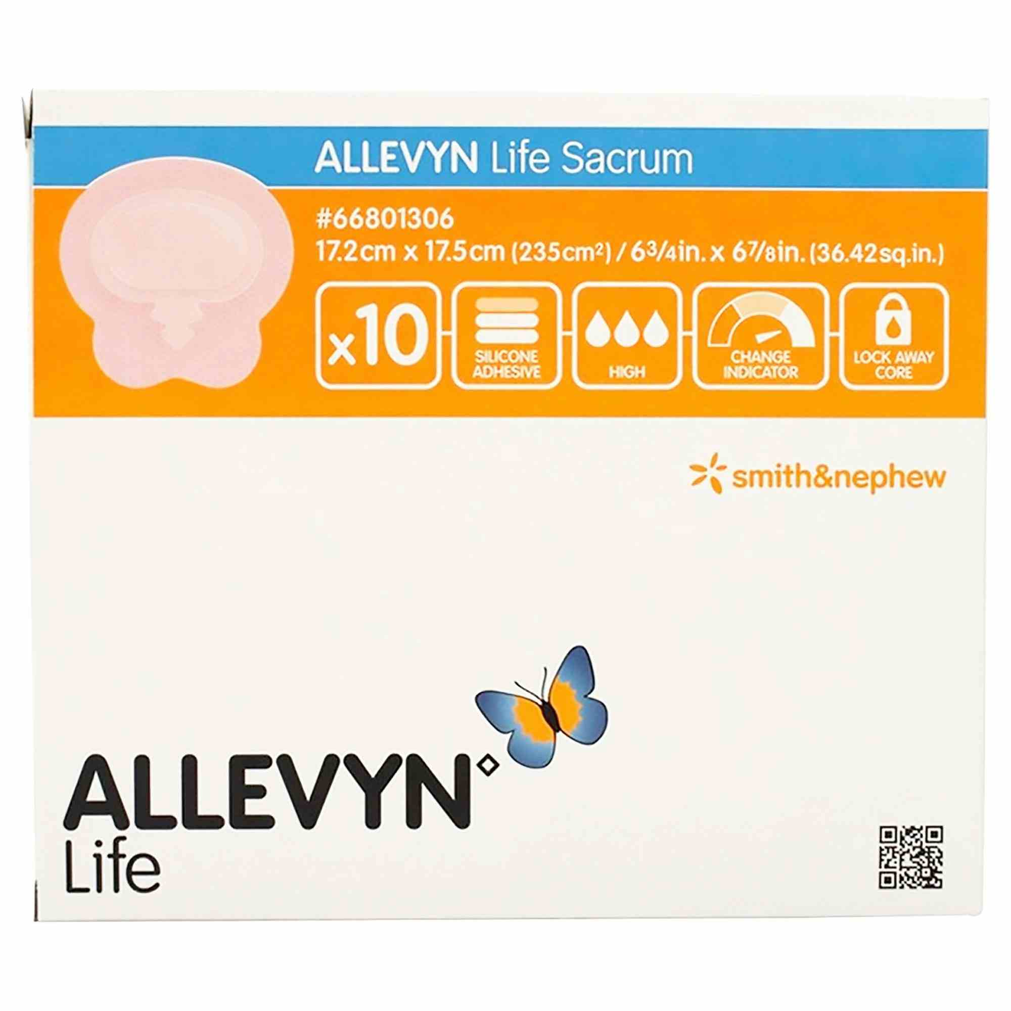 Allevyn Life Silicone Adhesive with Border Silicone Foam Dressing, 7 X 7", 66801306, Box of 10