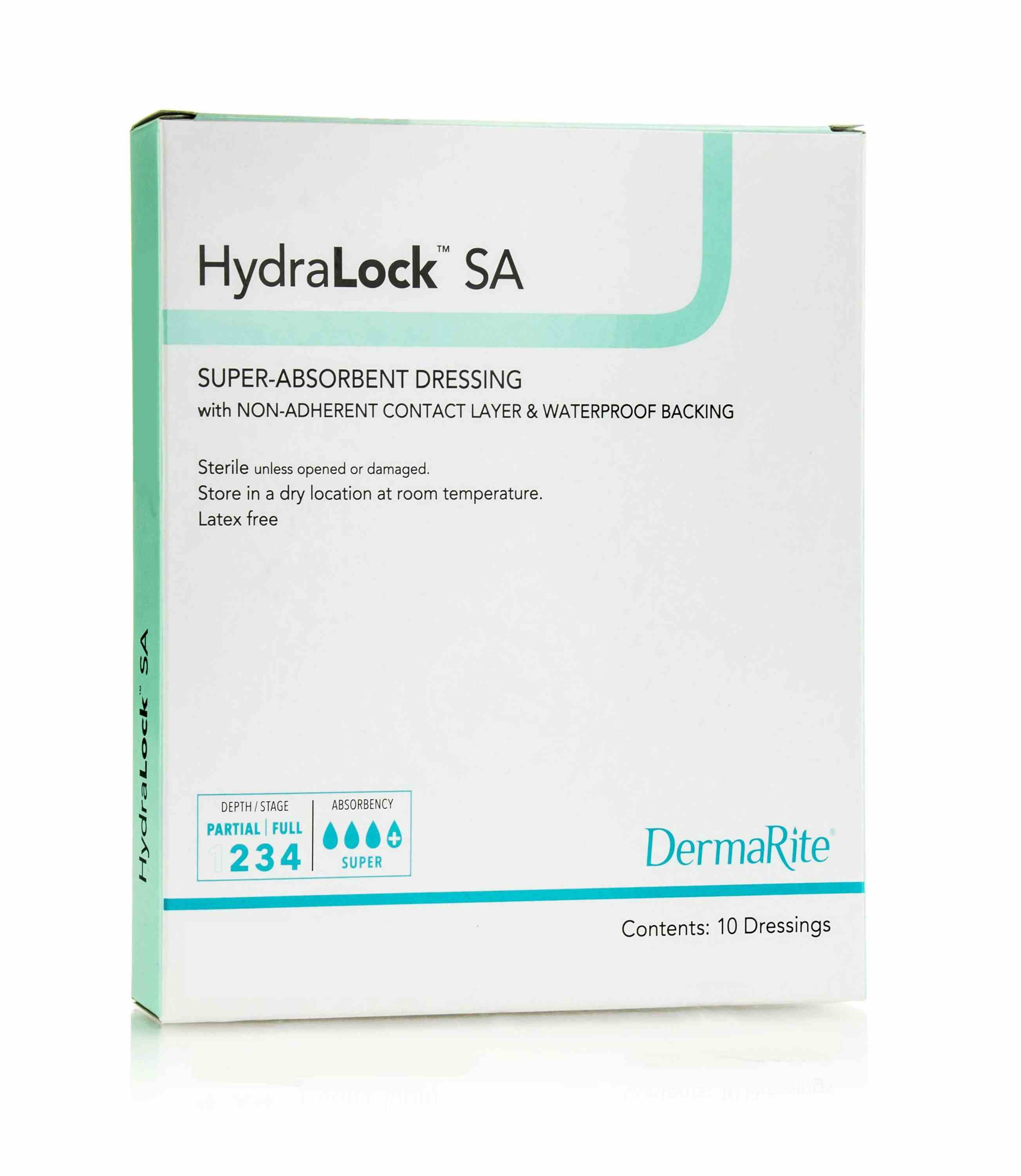 HydraLock SA Super-Absorbent Dressing with Non-Adherent Contact Layer & Waterproof Backing, 6 X 10", 60610, Box of 10