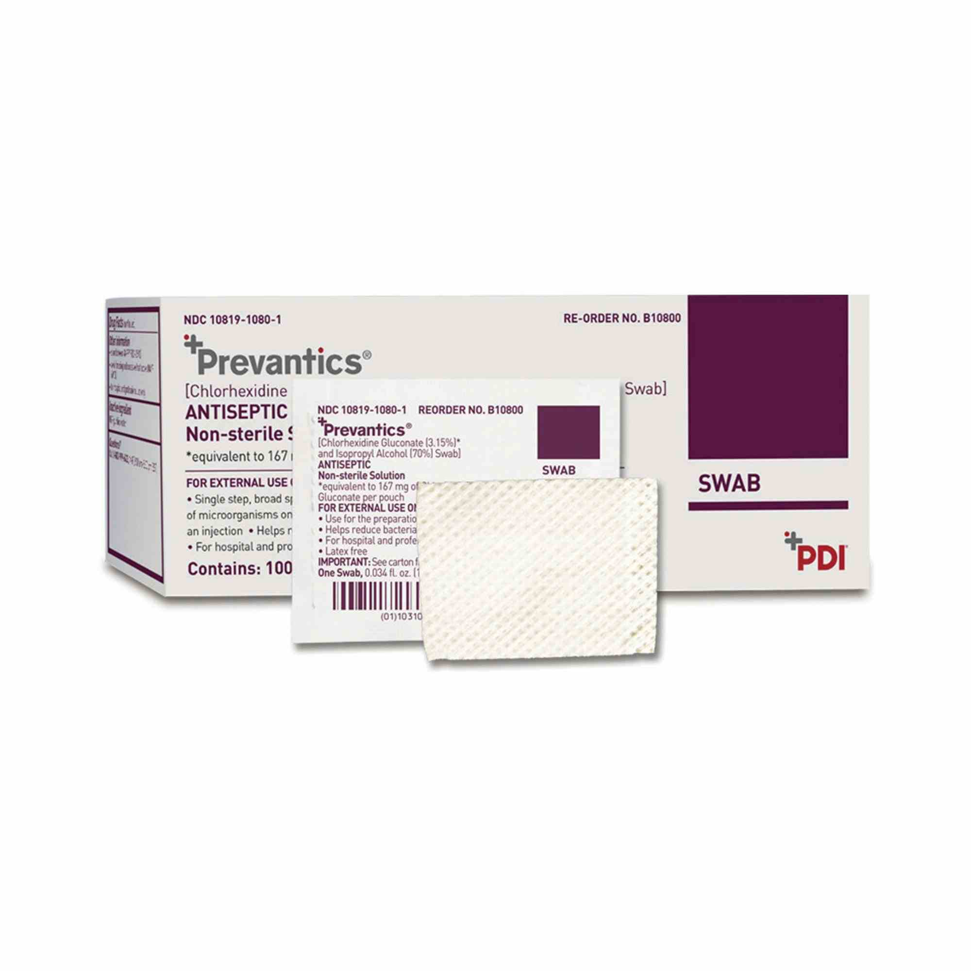 Prevantics Antiseptic Swab, B10800, Box of 100