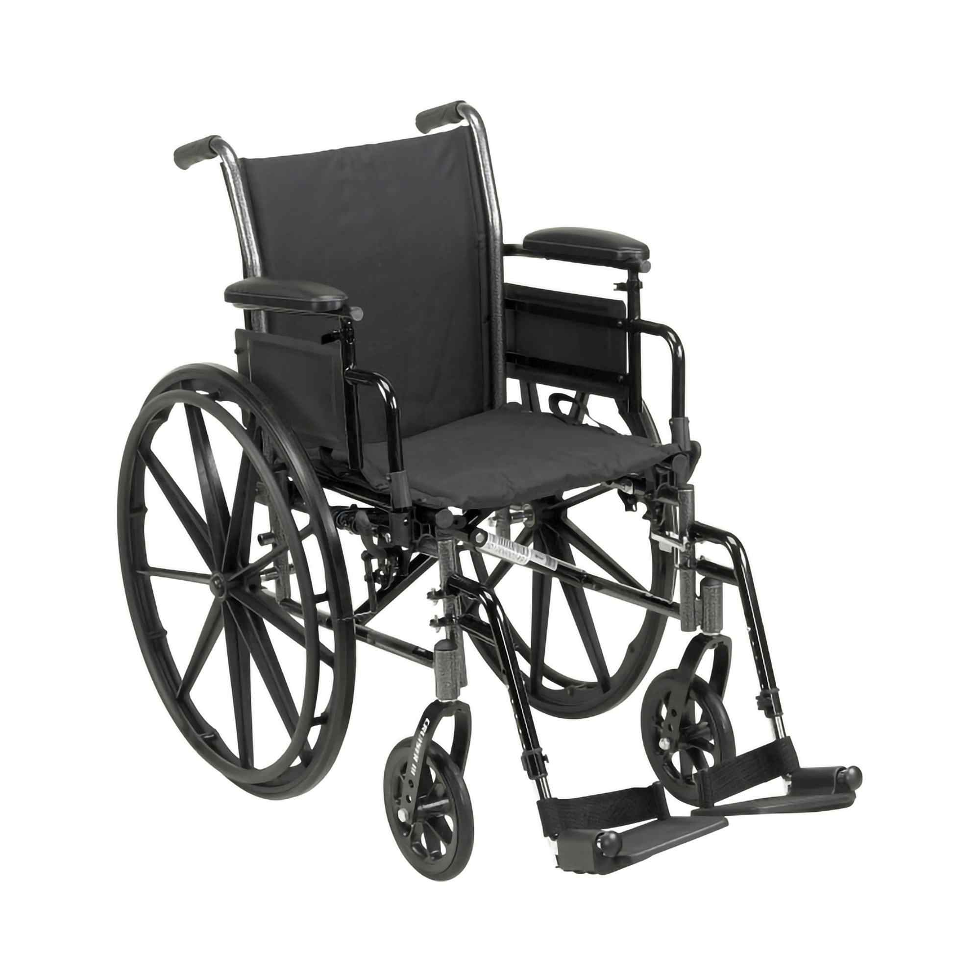 McKesson Manual Wheelchair, Flip Back, Detachable and Adjustable Height Desk Arm, Elevating Legrests, 146-K318ADDA-ELR, 18" Seat - 1 Each
