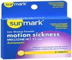 Sunmark Motion Sickeness Less Drowsy Formula , 25 mg, 8 Tablets, 70677002601, 1 Box