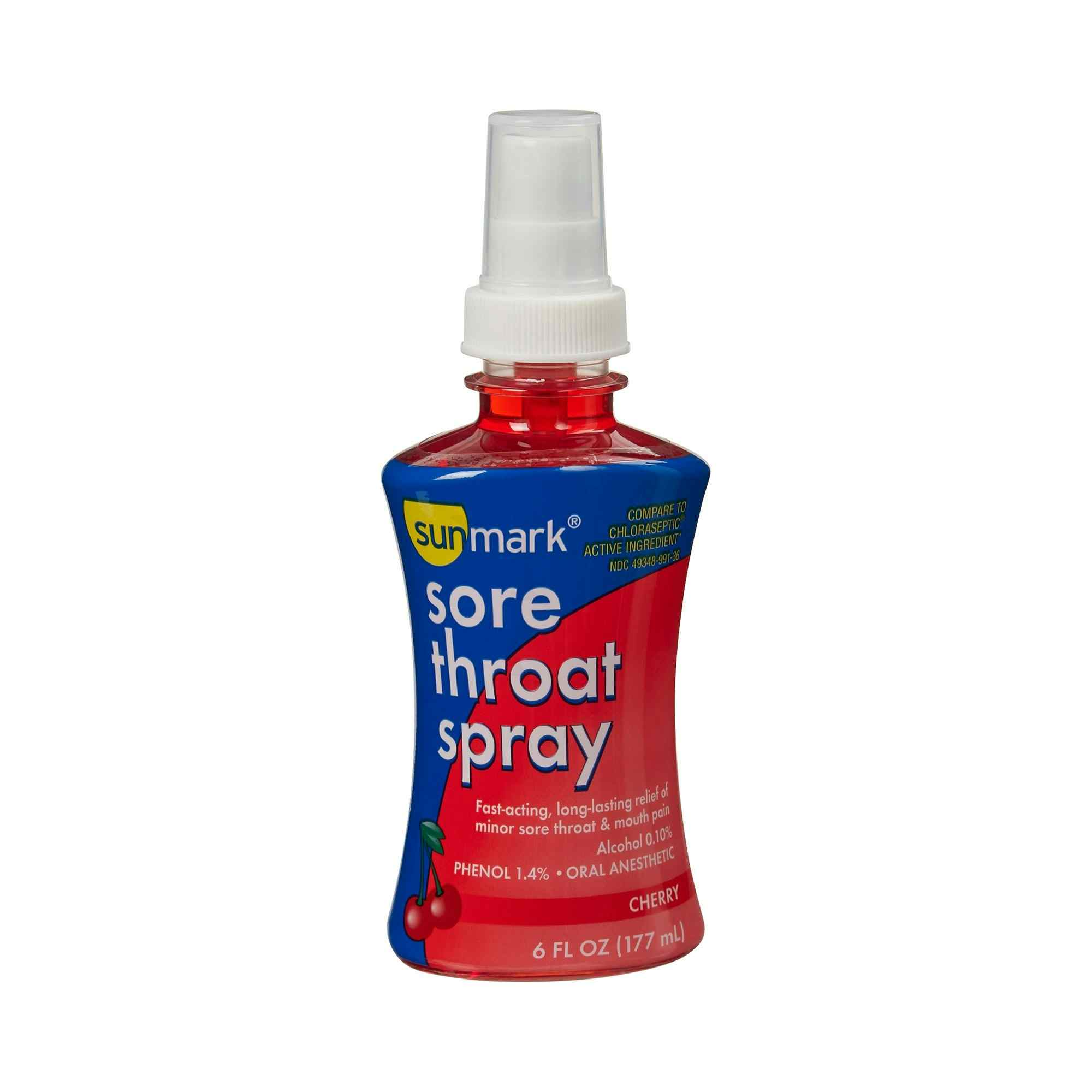 Sunmark Sore Throat Spray, Cherry, 6 oz., 49348099136, 1 Each