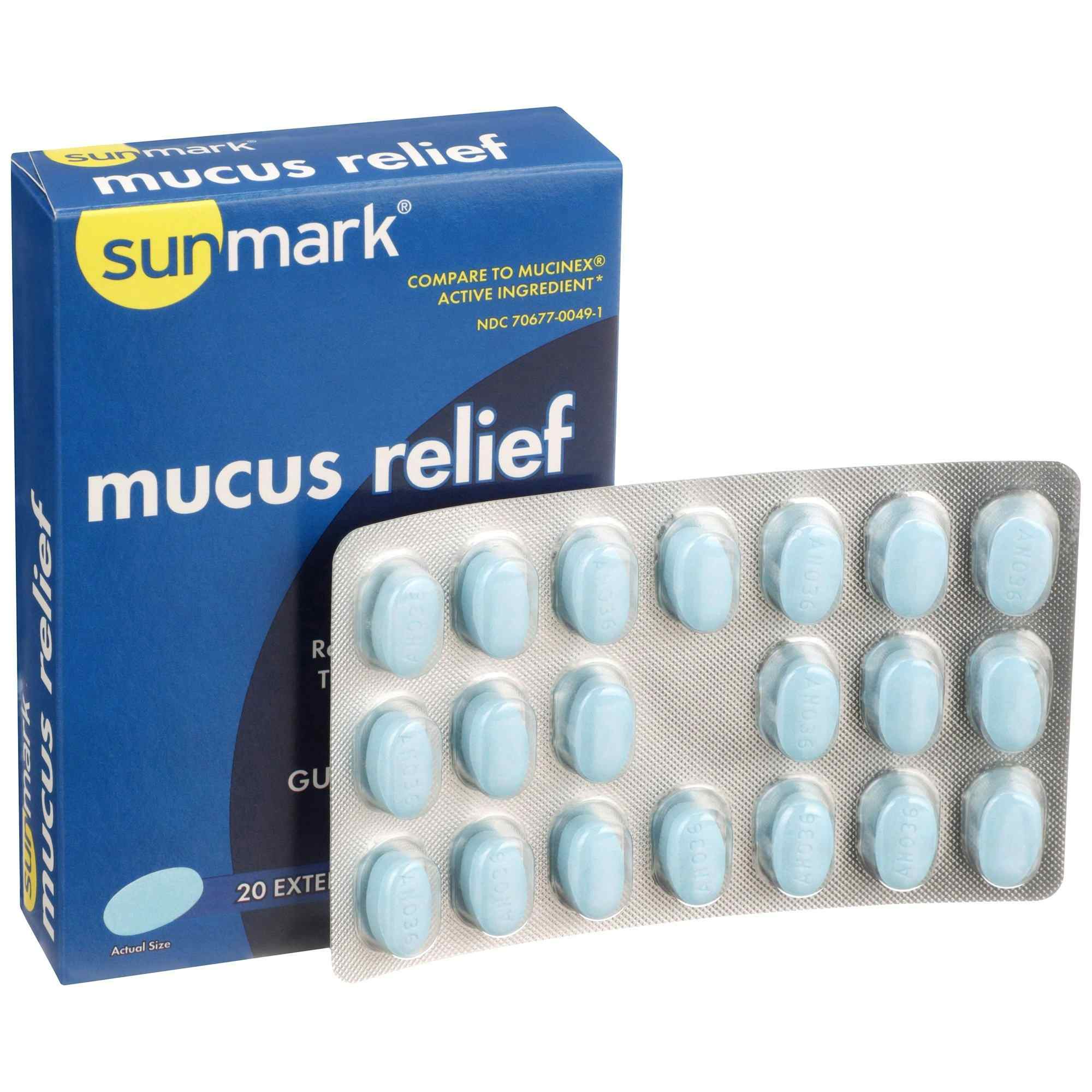 Sunmark Mucus Relief, 600 mg, 70677004901, Box of 20