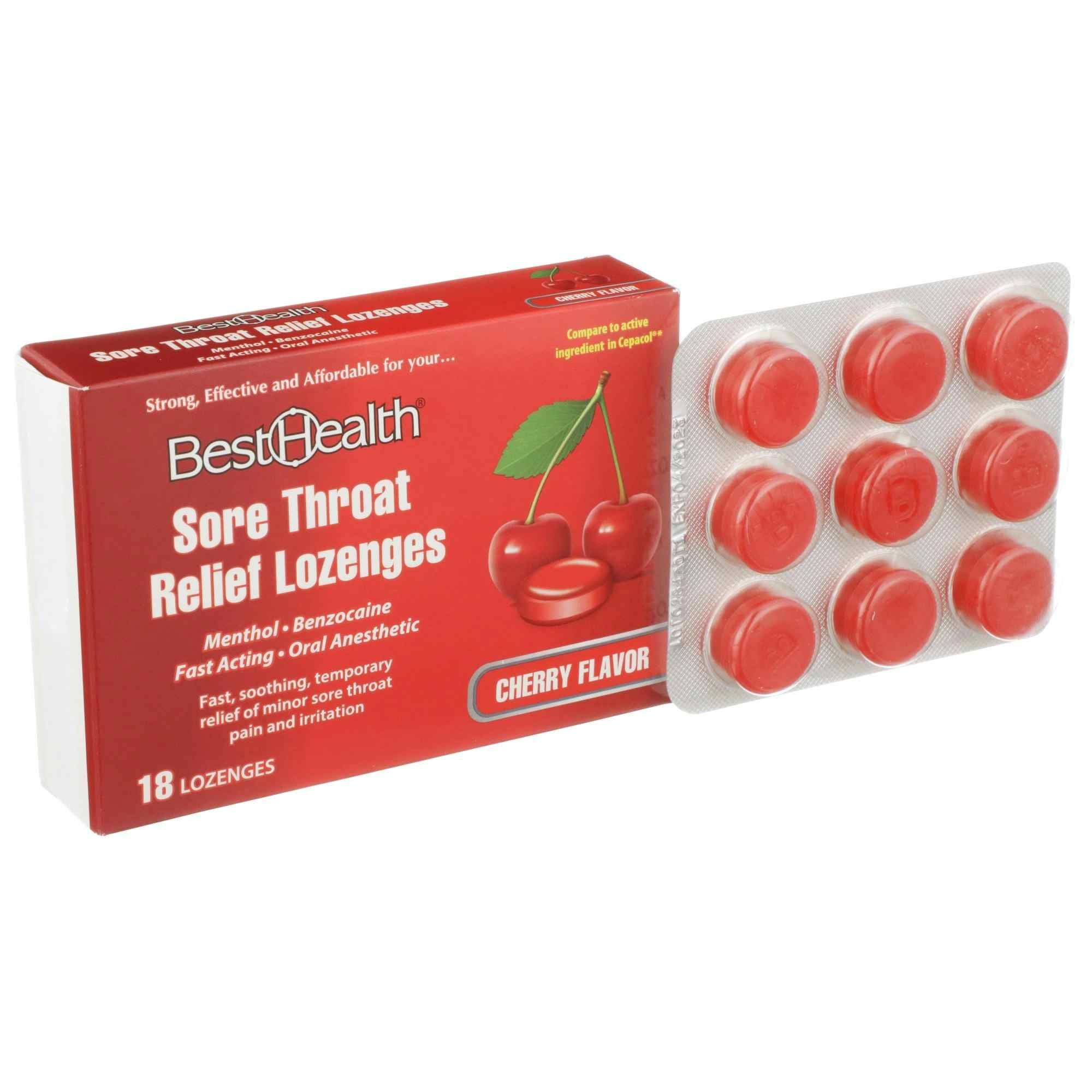 Best Health Sore Throat Relief Lozenges, 599-18, Box of 18