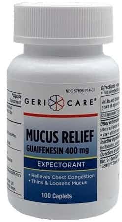 Geri-Care Mucus Relief Guaifenesin Expectorant, 400 mg, 100 Tablets, 714-01-GCP, 1 Bottle