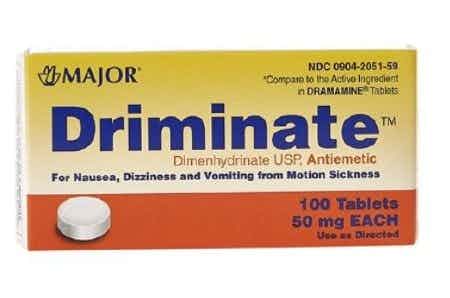 Major Driminate Nausea Relief, 50 mg 100 Tablets, 00904205159, 1 Box