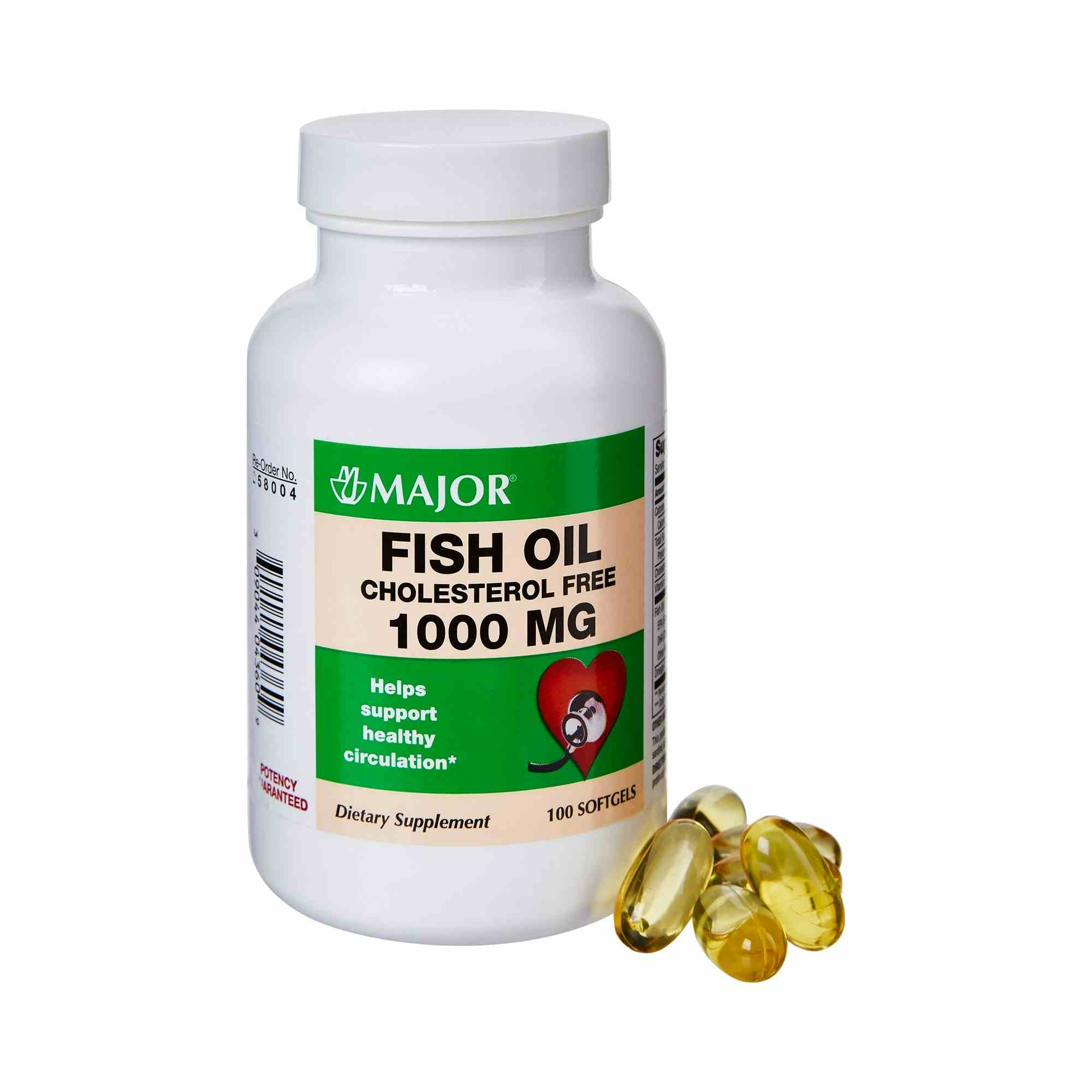 Major Cholesterol Free Fish Oil, 1000 mg, 100 Capsules, 00904404360, 1 Bottle