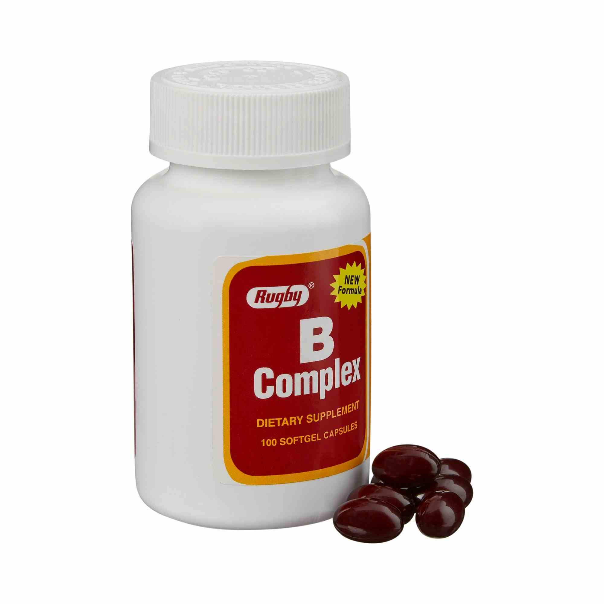Rugby B-Complex Dietary Supplement, 60 mg, 100 Softgels, 00536478701, 1 Bottle