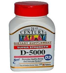 21st Century D3 Dietary Supplement Super Strength, D-5000 IU, 110 Tablets, 74098527288, 1 Bottle
