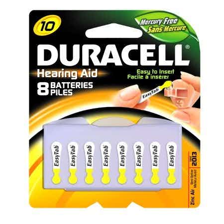 Duracell Disposable Hearing Aid Batteries, 10 Cell, 1.4 V, DA10B8ZM10, Pack of 8