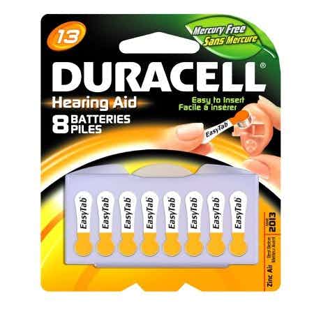 Duracell Disposable Hearing Aid Batteries, 13 Cell, 1.4 V, DA13B8ZM09, Pack of 8