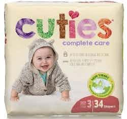Cuties Complete Care Diapers with Tabs, Heavy Absorbency, CCC03, Size 3 (16-28 lbs) - Case of 136 (4 Bags)
