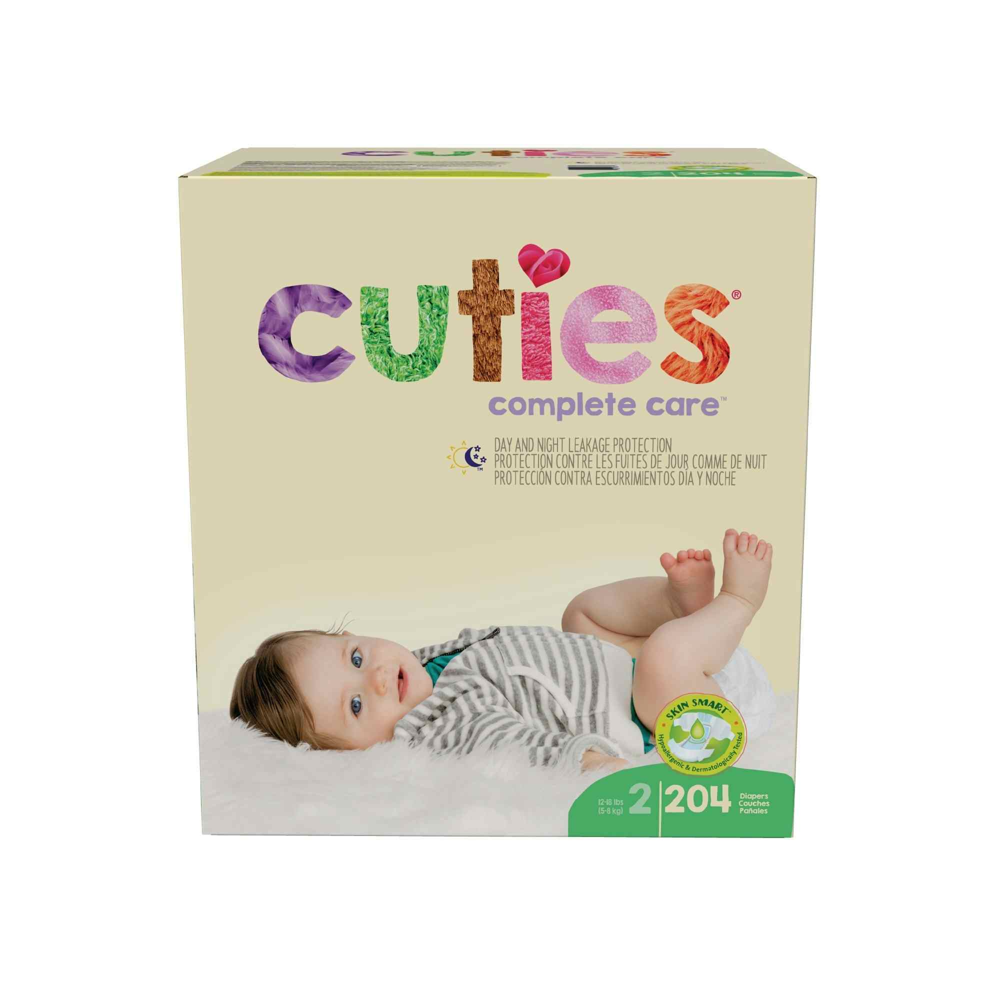 Cuties Complete Care Diapers with Tabs, Heavy Absorbency, CCC12, Size 2 (12-18 lbs) - Case of 204