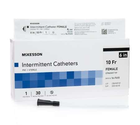 McKesson Female Intermittent Catheter, Straight Tip, PVC, 6", 16-F610, 10 Fr. - Box of 30