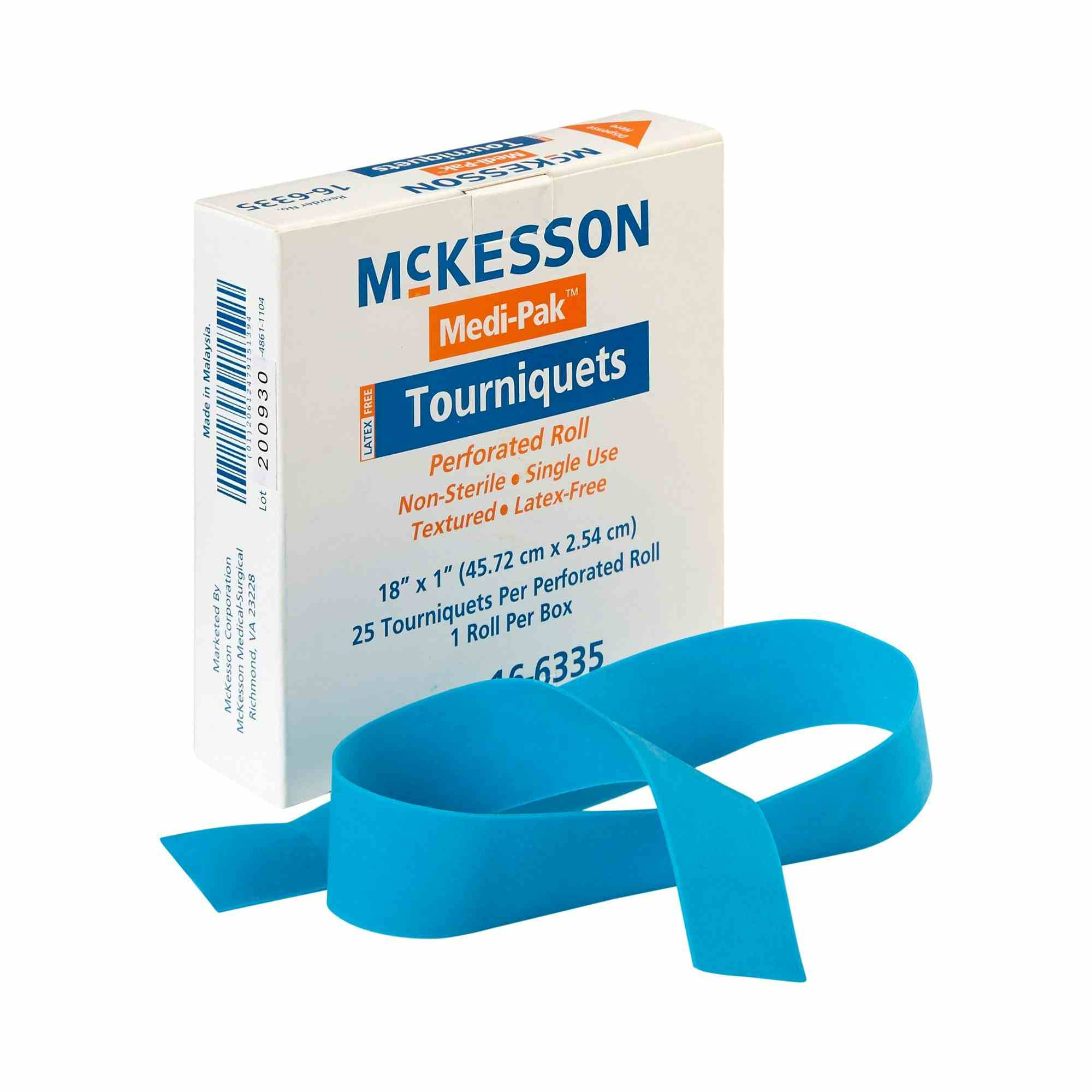McKesson Medi-Pak Tourniquet, Perforated Roll, 18 X 1", 16-6335, Box of 25