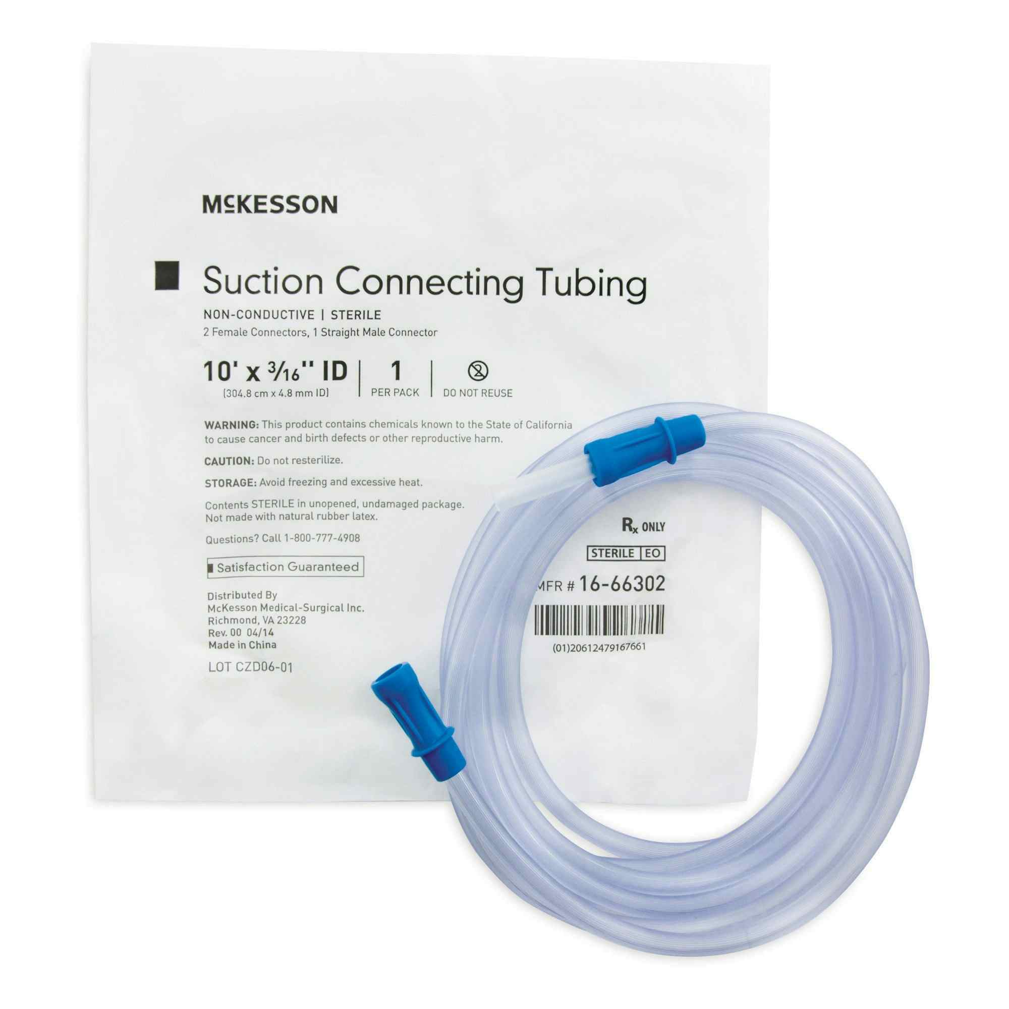 McKesson Suction Connecting Tube, Non-Conductive, 3/16" ID, 16-66302, 10' - Case of 50