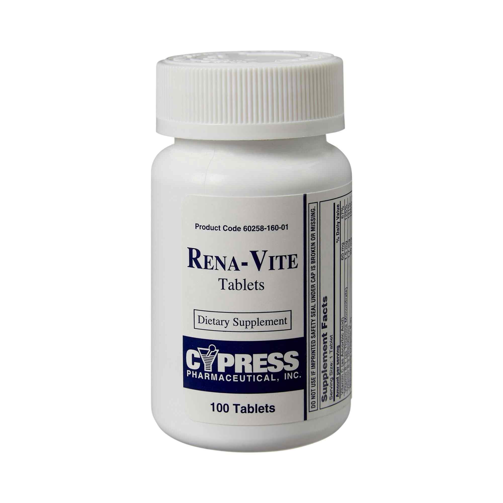 Rena-Vite Folic Acid/Vitamin B Dietary Supplement, 0.8 mg, 100 Tablets, 60258016001, 1 Bottle