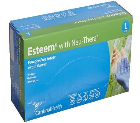 Cardinal Health Esteem With Neu-Thera Nitrile Exam Gloves, Powder-Free, N88RX05T, X-Large - Box of 90