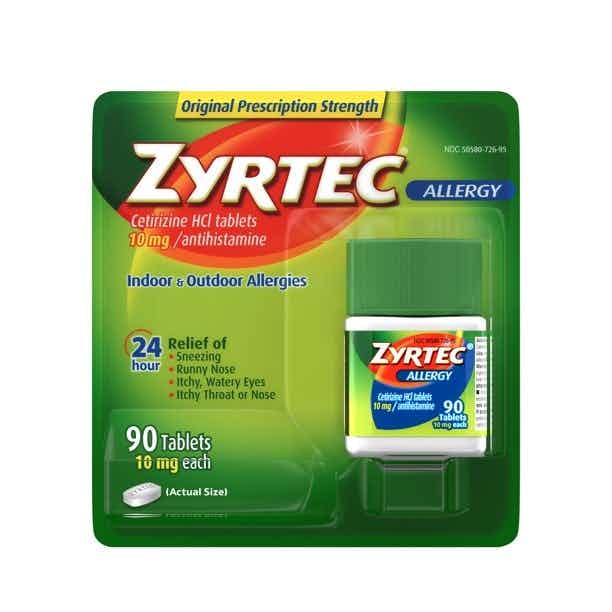 Zyrtec Adult Allergy Relief Tablets, 10mg, 90 tablets, 20690, 1 Bottle