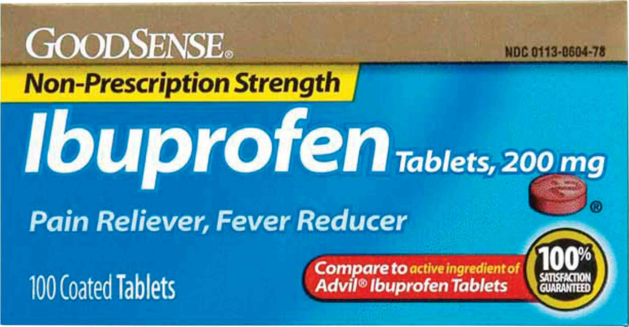 GoodSense Non-Prescription Strength Ibuprofen, 200mg, 100 Tablets, LP13996, 1 Bottle