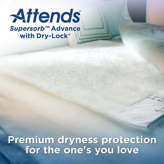 Attends Supersorb with Dry Lock Advanced Premium Underpads, Heavy Absorbency