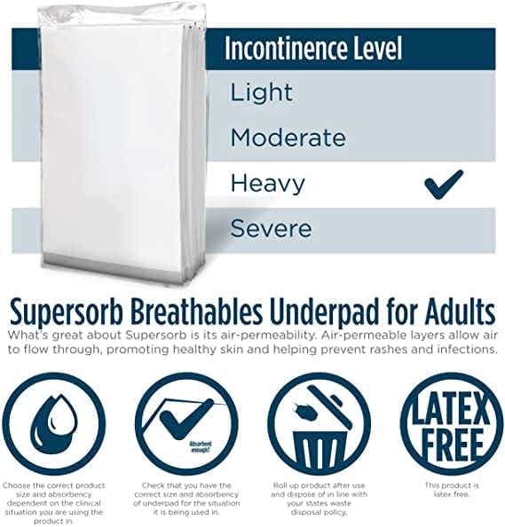 Attends Supersorb with Dry Lock Advanced Premium Underpads, Heavy Absorbency